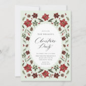 Elegante botanische kerstfeestuitnodiging kaart (Voorkant)