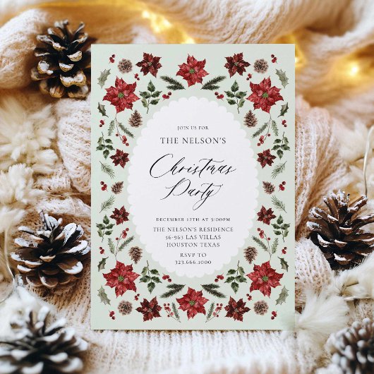 Elegante botanische kerstfeestuitnodiging kaart