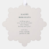 Elegante Botanische Kerstfoto Ornament Kaart (Achterkant)