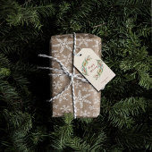 Elegante Botanische Kerstkrans Gelukkige Vakantie Cadeaulabel