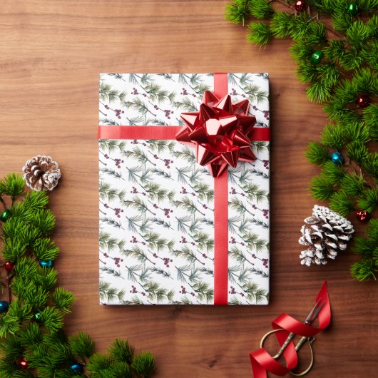 Elegante Botanische Kerstvakantie Cadeaupapier (Feestdagen Geschenken)