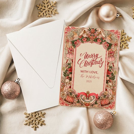 Elegante Botanische Kerstversiering Feestdagenkaart
