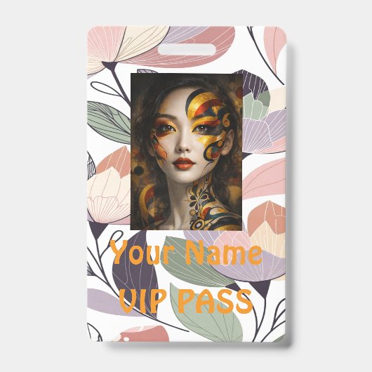 Elegante Botanische klassieke VIP-PAS, Badge (Voorzijde)