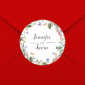 Elegante Botanische Kleurrijke Groene Bruiloft Ronde Sticker