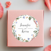 Elegante Botanische Kleurrijke Groene Bruiloft Ronde Sticker