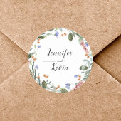 Elegante Botanische Kleurrijke Groene Bruiloft Ronde Sticker