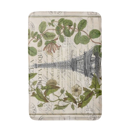 Elegante botanische klimop bladeren paris eiffelto badmat (Voorkant Verticaal)