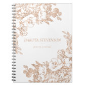 Elegante Botanische | Koper Roze Gouden Bloem Moti Notitieboek (Voorkant)