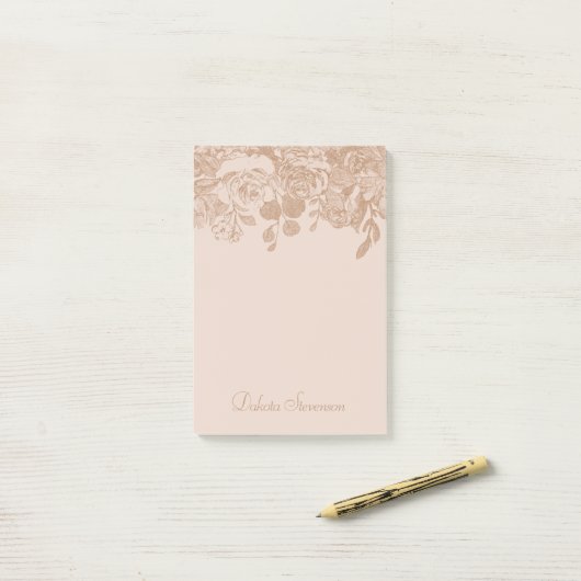 Elegante botanische | Koper roze gouden bloemstuk  Post-it® Notes (Op bureau)