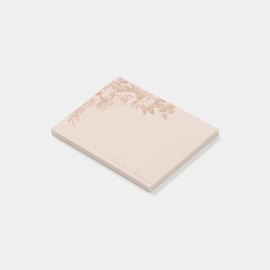 Elegante botanische | Koper roze gouden bloemstuk  Post-it® Notes (Schuin)