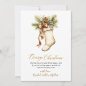 Elegante botanische kous niet foto kerst feestdagenkaart (Voorkant)