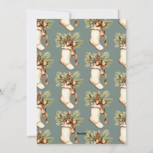 Elegante botanische kous niet foto kerst feestdagenkaart (Achterkant)