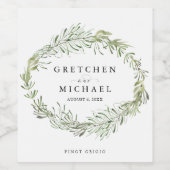 Elegante botanische krans bruiloft gunst wijn etiket (Enkel label)