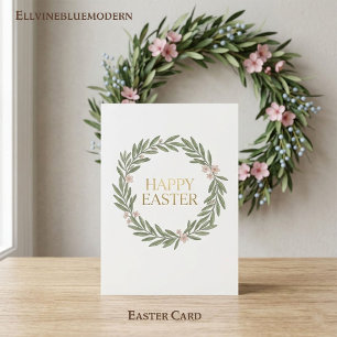 Elegante botanische krans goud folie Pasen kaart
