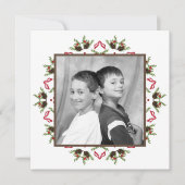 Elegante botanische krans moderne rood groene foto feestdagenkaart (Voorkant)