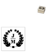 Elegante botanische krans monogram bruiloft rubberstempel (Gestempeld)