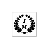 Elegante botanische krans monogram bruiloft rubberstempel (Afrduk)