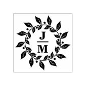 Elegante botanische krans monogram bruiloft rubberstempel (Afrduk)