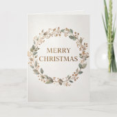 Elegante botanische krans Prettig kerstfeest Kaart (Voorkant)