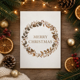 Elegante botanische krans Prettig kerstfeest Kaart