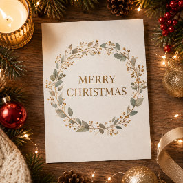 Elegante botanische krans Prettig kerstfeest Kaart