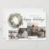 Elegante botanische krans Prettig kerstfeest Kerst Feestdagenkaart (Voorkant)