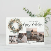 Elegante botanische krans Prettig kerstfeest Kerst Feestdagenkaart (Staand voorkant)