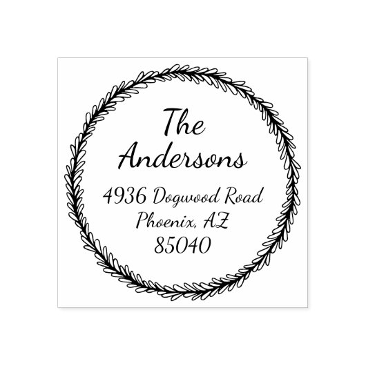 Elegante Botanische krans retouradres inktstempel Rubberstempel (Afrduk)