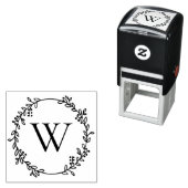 Elegante Botanische krans rond Initiaal Monogram Zelfinktende Stempel (In situ)
