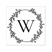 Elegante Botanische krans rond Initiaal Monogram Zelfinktende Stempel (Design)