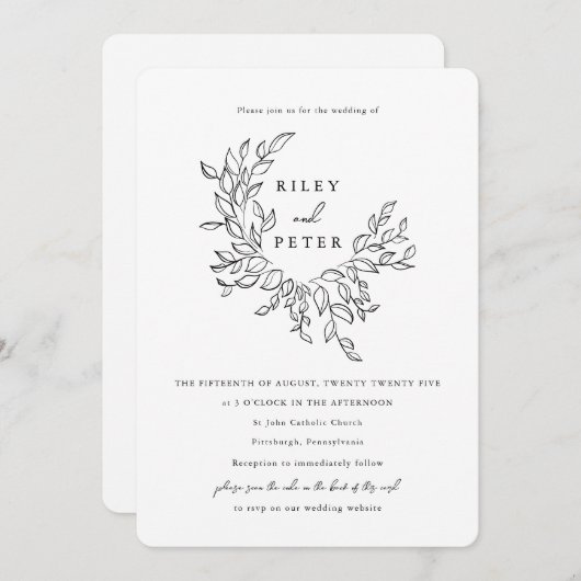 Elegante Botanische Kreeft met RSVP Code Wedding Kaart (Voorkant / Achterkant)