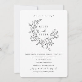 Elegante Botanische Kreeft met RSVP Code Wedding Kaart