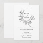 Elegante Botanische Kreeft  Script Wedding Kaart (Voorkant / Achterkant)