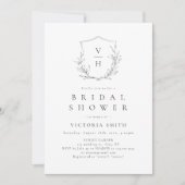 Elegante botanische kuif monogram bruiloftsshower kaart (Voorkant)