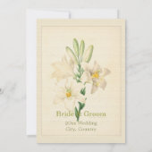 Elegante botanische kunst lelie bloemen bruiloft kaart (Achterkant)