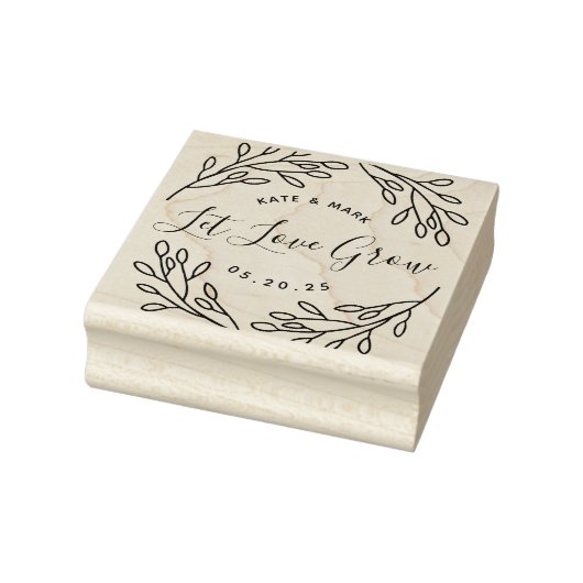 Elegante botanische laat-liefde-groei huwelijksgun rubberstempel (Stempel)