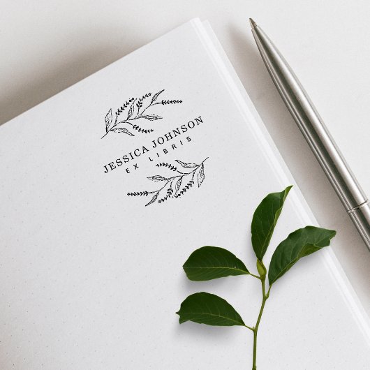 Elegante Botanische Lavander Custom Name Book Rubberstempel