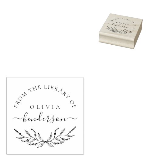 Elegante Botanische Lavendel Custom Library Boeken Rubberstempel (Gestempeld)