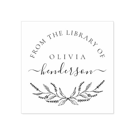 Elegante Botanische Lavendel Custom Library Boeken Rubberstempel (Afrduk)