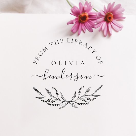 Elegante Botanische Lavendel Custom Library Boeken Rubberstempel
