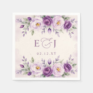 Elegante botanische lavendel paarse bloemige bruil servet