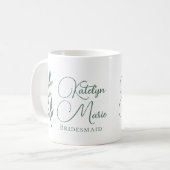 Elegante Botanische Leaf Gepersonaliseerde Bruidsm Koffiemok (Voorkant links)