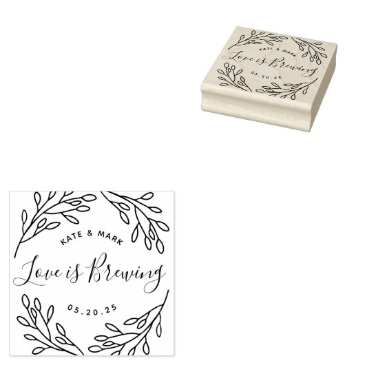 Elegante botanische 'Liefde is aan het brouwen' hu Rubberstempel (Gestempeld)