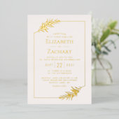 Elegante Botanische Lijst Gold Blush Roze bruiloft Folie Uitnodiging (Staand Voorkant)