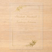 Elegante botanische Lijst gouden bruiloft Acryl Uitnodigingen (Voorkant)