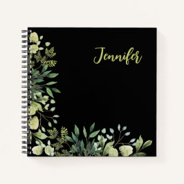 Elegante botanische lijsten bladeren zwart notitieboek