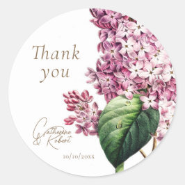 Elegante Botanische Lila Namen Dank u Ronde Sticker