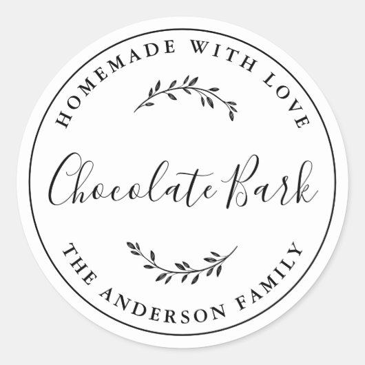 Elegante Botanische Logo Zelfgemaakt bakgeschenk Ronde Sticker (Voorkant)