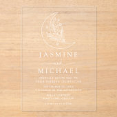 Elegante Botanische Maan en Sterren Bruiloft Acryl Uitnodigingen (Voorkant)