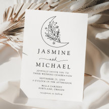 Elegante Botanische Maan en Sterren Bruiloft